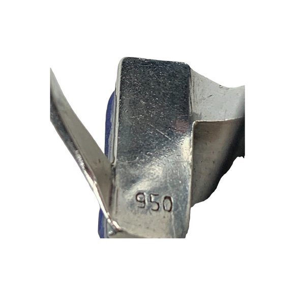 Vintage 950‎ Silver Lazuli Lapis Bar Abstract Design Ring Size 6.5 - Picture 6 of 9